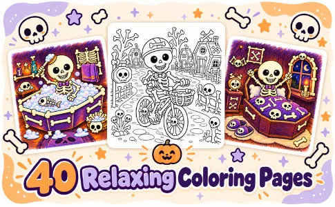 Halloween Coloring: Spooky Bones: from the publisher, image 03