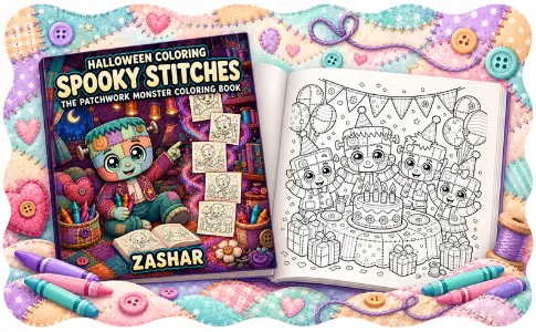 Halloween Coloring: Spooky Stitches: from the publisher, image 01