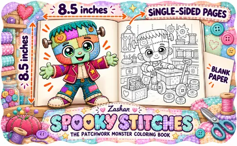Halloween Coloring: Spooky Stitches: from the publisher, image 02