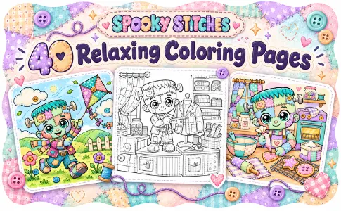 Halloween Coloring: Spooky Stitches: from the publisher, image 03