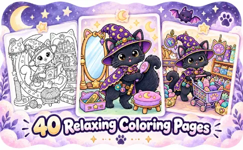 Halloween Coloring: Spooky Whiskers: from the publisher, image 03