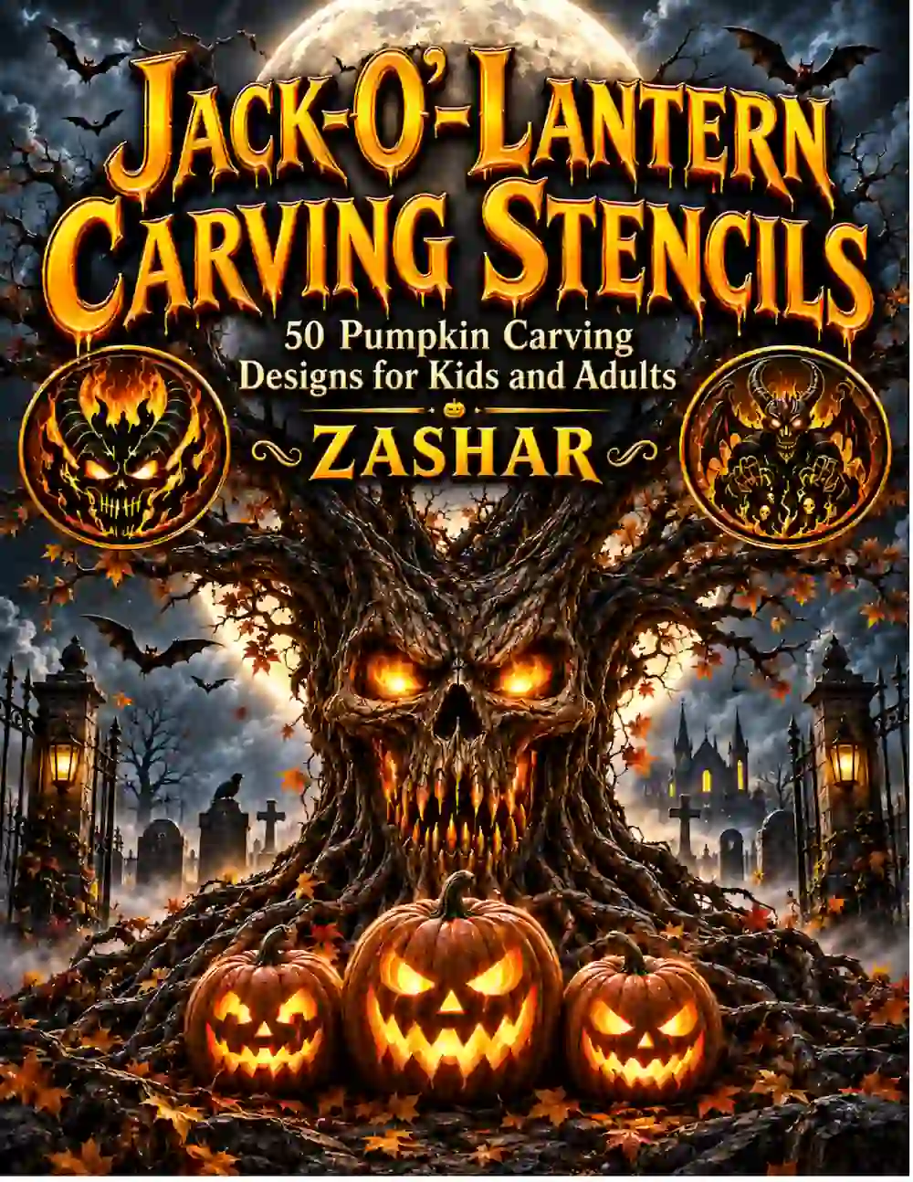 Jack-O'-Lantern Carving Stencils — 50 Pumpkin Carving Designs for Kids and Adults